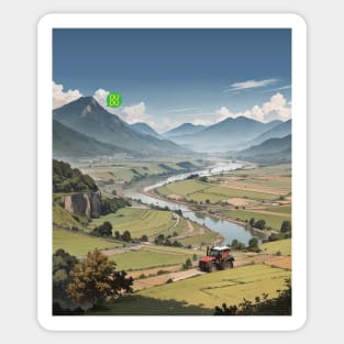 Mountain Field Farm - Aerial Landscape Sticker